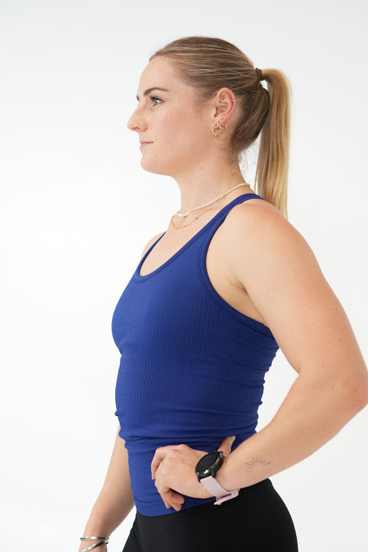 Rach Ribbed Mid Length Muscle Singlet