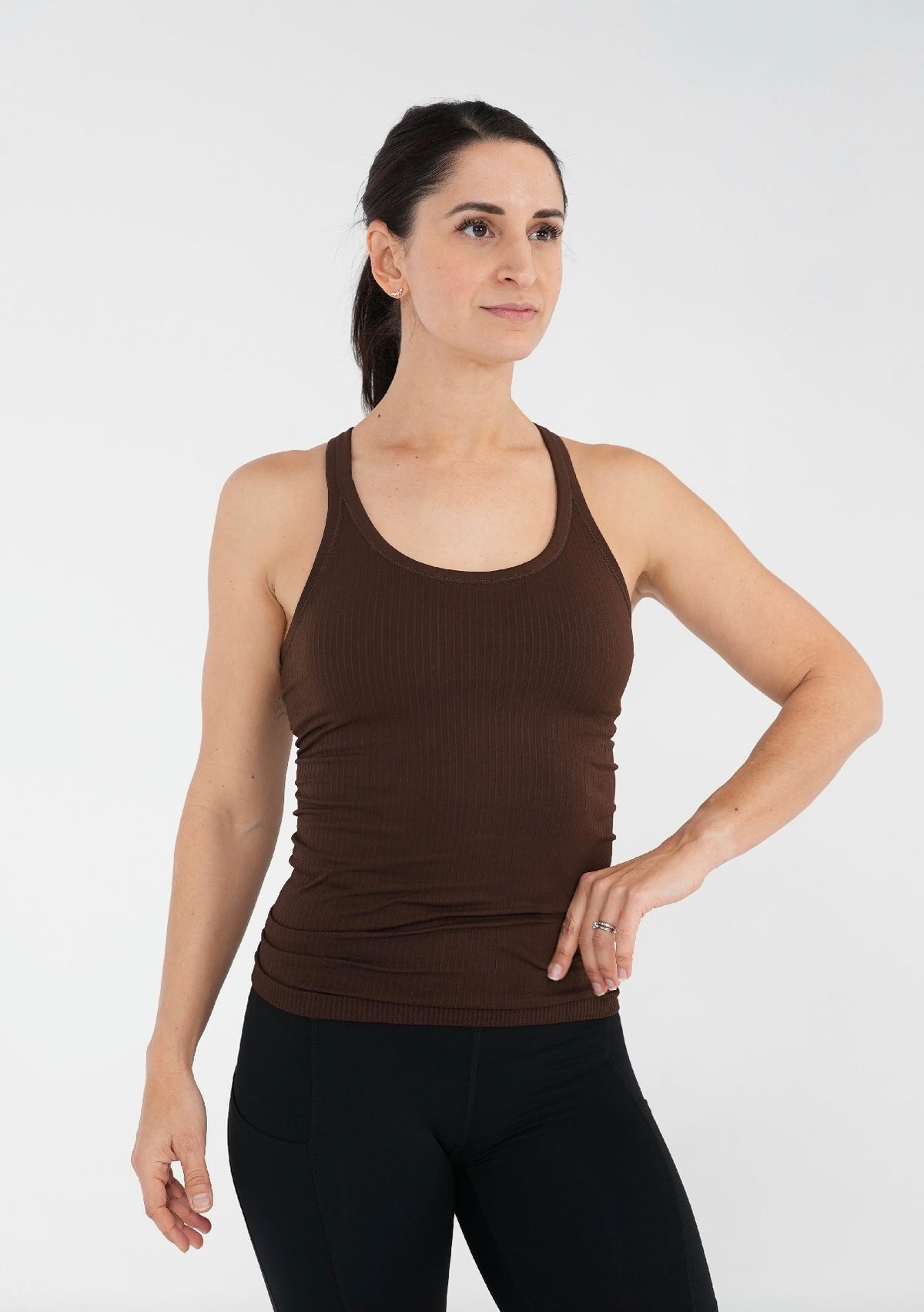 Rach Ribbed Mid Length Muscle Singlet