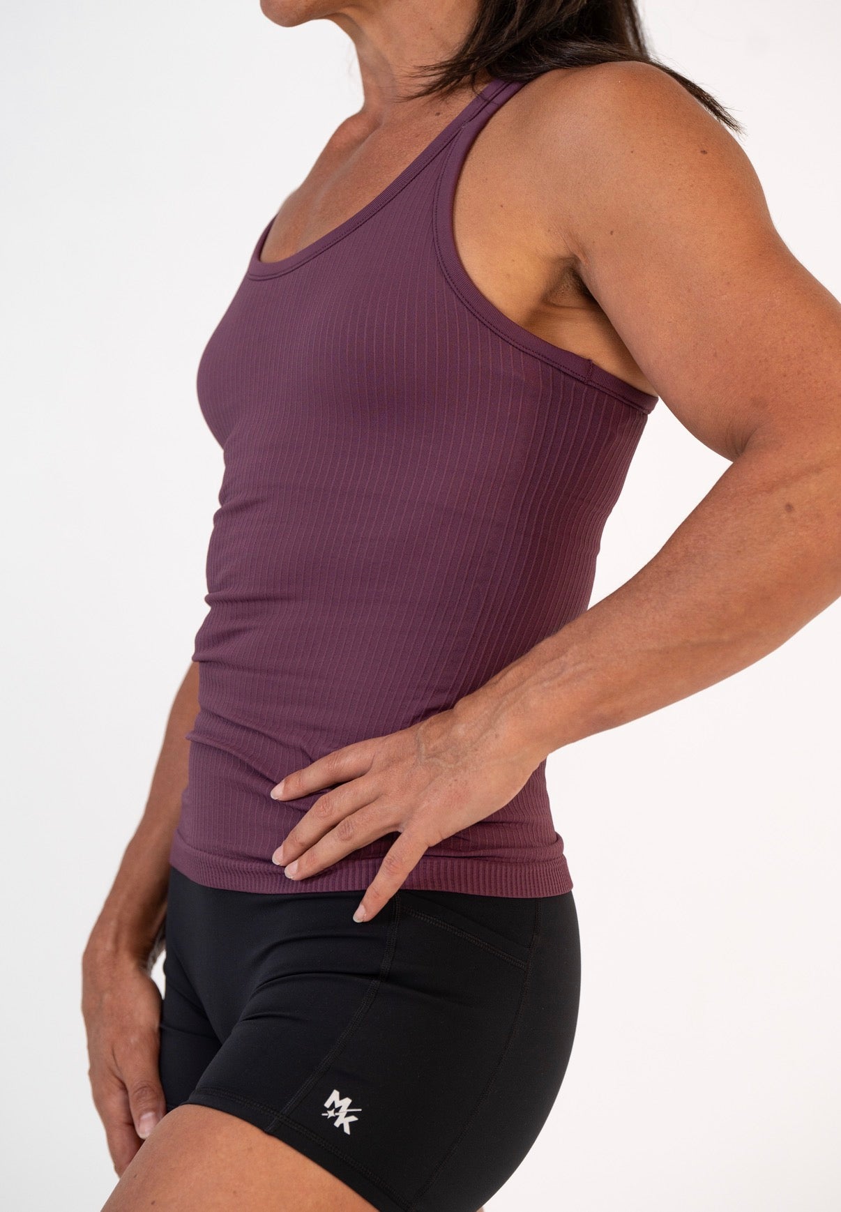 Rach Ribbed Mid Length Muscle Singlet