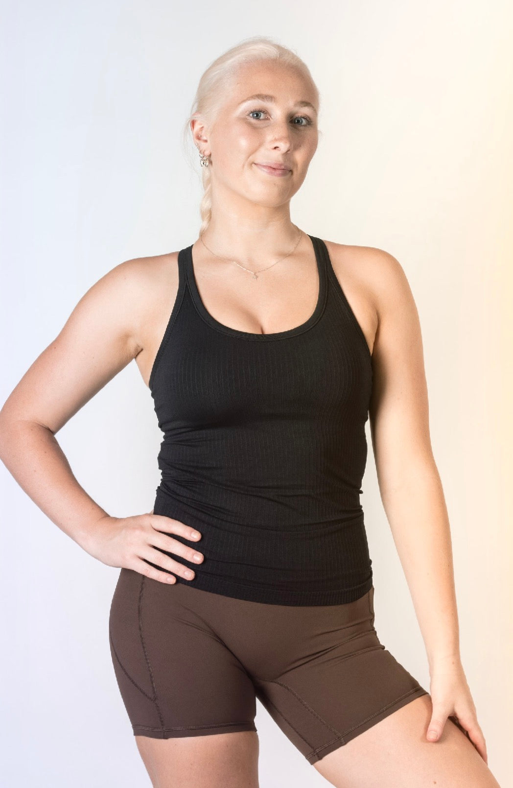 Rach Ribbed Mid Length Muscle Singlet