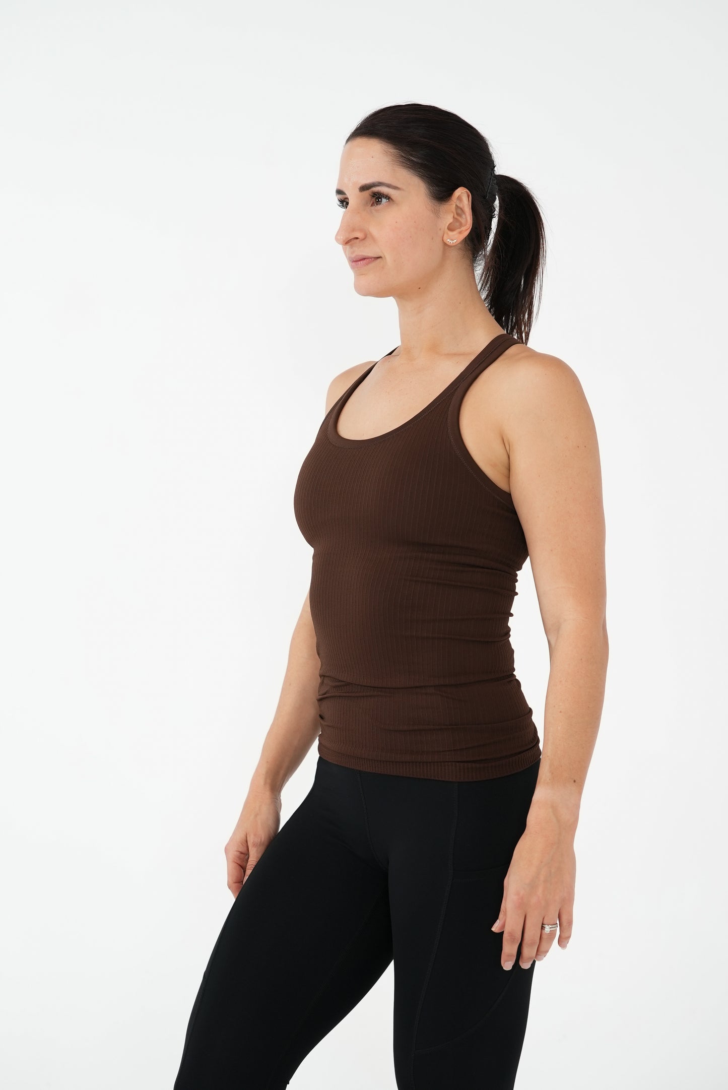 Rach Ribbed Mid Length Muscle Singlet